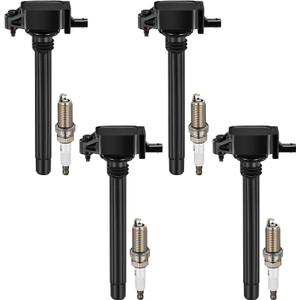 BDFHYK Ignition Coil Pack UF751 and Iridium Spark Plugs 4469 Compatible with Jeep Cherokee Compass Renegade,Compatible with Chrysler 200,Dart,500X 2.4L L4 UF754 68242286AA XP5325 6619,Set of 4