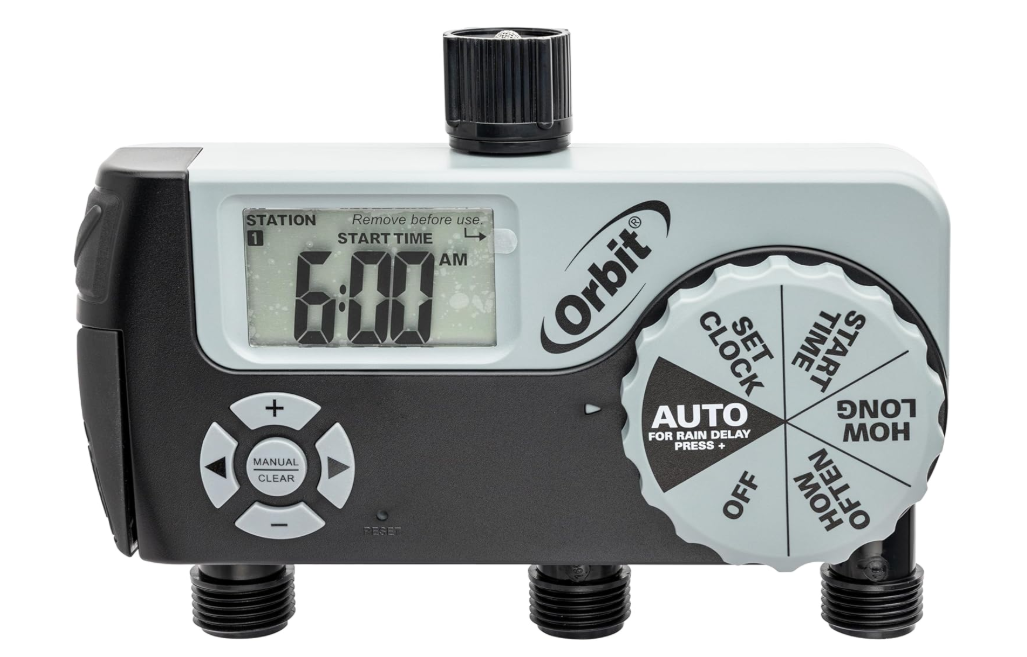 Orbit 56233D 3-Outlet Digital Watering Timer, 3 valves, Black and Gray