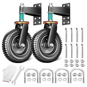 8 Inch Heavy Duty Gate Wheel, 750 lb Capacity, Fits Metal Tube Gates and Wooden Gates, 360° Swivel Spring-Loaded Caster. Gate Wheel for Smooth Operation. (8-INCH 2PACK)