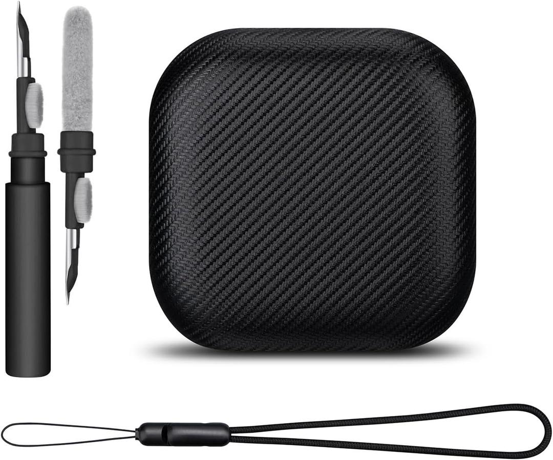LOPIE Carbon Fiber Texture Case for SHOKZ OpenFit Open Earbuds with Cleaner Kit, Vegan Leather Case Cover for Open Fit Charging Case (2023) - Protective Hard Shell with Keychain & Lanyard - Black LOPIE Carbon Fiber Texture Case for SHOKZ OpenFit Open Earbuds with Cleaner Kit, Vegan Leather Case Cover for Open Fit Charging Case (2023) - Protective Hard Shell with Keychain & Lanyard - Black