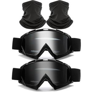 2Pcs Motocross Goggles with Neck Gaiter Dirt Bike ATV Racing Ski Motorcycle Goggles Cycling Glasses for Outdoor Sport
