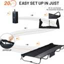 TIMBER RIDGE 20-Second Quick Set-Up Camping Cot, Lightweight Aluminum Folding Cot with Zipper Closure, Portable Carry Bag Included for Camping, Travel and Outdoors, Support up to 225lbs, Black, 76.4 x 26.8 x 7.9 inches
