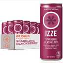 IZZE Sparkling Water Juice Beverage Blend, Blackberry, No Sugar Added, 8.4 FL OZ, 24 Cans