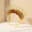 AIUPUOC 2026 Happy New Year Headband Glitter Silver Happy New Year Eve Hair Accessories for Women Adult (Gold)