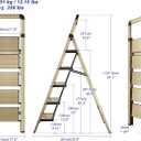 Step Ladder 5-Step Champagne Gold Finish Aluminum Folding Step Ladders,Anti-Slip Max 330 lbs