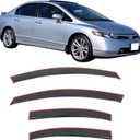 Fit 2006-2011 Honda Civic 4-Door Sedan in Channel Slim Style Window Visors