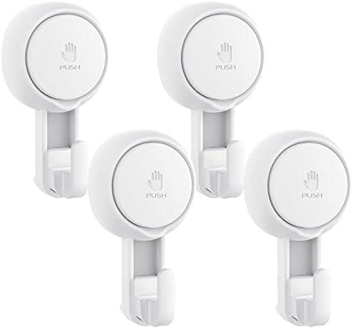 Elegear Suction Cup Shower Hooks for Loofah, Robe, Towel, Heavy Duty (4-Pack) Waterproof , Reusable Vacuum Suction Hooks for Bathroom Kitchen