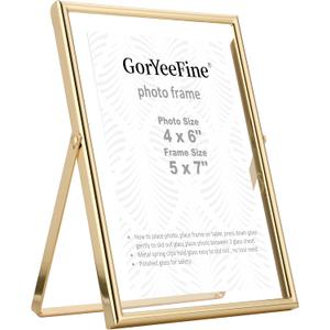 Gold 5x7" Floating Picture Frames Adjustable for (3.5x5" & 4x6") Photos Elegant Tabletop/Shelf Display Picture Frames,Classy Wedding Frame,Thanksgiving,Christmas Gift Frame for Home & Office Decor