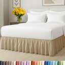 Bedskirt King Size Ruffle - 18 inch Drop Dust Ruffle Bed Skirt with Platform - Ultra-Soft, Easy Fit, Premium Hotel Quality - Wrinkle, Fade & Shrink Resistant - for Women, Men, Kids and Teens - Beige