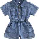 Ledy Champswiin Summer Toddler Girl Jumpsuit Shorts Little Girl Overalls Clothes Baby Jean Romper Jumpsuit One Piece Outfit (2-3T, Blue)