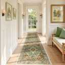 Area Rugs 2'x8' Runner Rug Non Slip Washable for Kitchen Hallway Bedroom Beside Laundry Room Bathroom Rug, Floor Carpet, Brick Red Rust Neutral Brown Burnt Orange Green