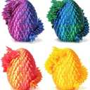 Mini 3D Printed Dragon Eggs with Dragon Inside, Articulated Crystal Dragons 3D Printed Animals Easter Egg Fillers, Easter Basket Stuffers Christmas Fidget Toys Gifts for Kids (4pcs-wihtoutkeychain)