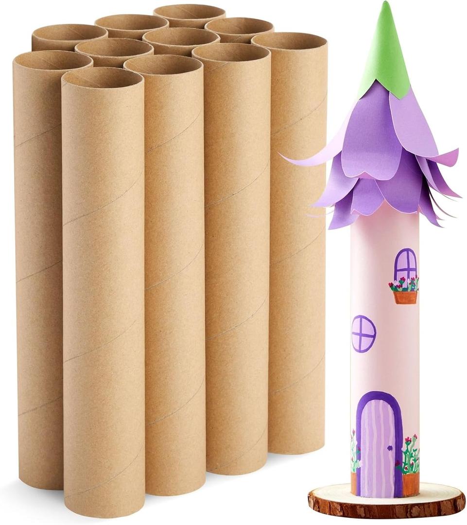 Bright Creations Cardboard Tubes - 12 Pack, 1.75 x 10 in, Brown - Paper Towel Tubes for Crafts & DIY Projects - Paper Towel Craft Rolls