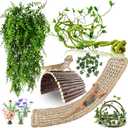 RUNANIA Bearded Dragon Tank Accessories, 7 PCS Reptile Hammock Plants Bridge Jungle Climber Vines for Snakes Bearded Dragon Chameleon Gecko Lizard