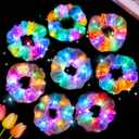 LovesTown 8PCS Light Up Scrunchies, LED Scrunchies Hair Accessories Multi Light Modes Glow in the Dark Rave Outfits for Woman Girls Rave Party Easter