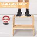 4 x Toddler Step Stool, Selucky Bamboo Height-Adjustable 2-Step Stool for Kids, Potty Training Stool with Handles for Bathroom Sink, Kitchen, Bedroom (Original)