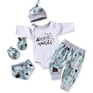 Aalizzwell Newborn Baby Boy Long Sleeve Outfit for Fall Winter (Mountain)