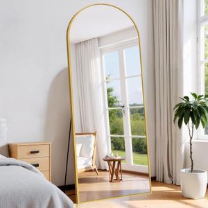 Koonmi Arched Full Length Mirror, 71"x26" Gold Floor Mirror with Aluminum Alloy Frame, Full Body Mirror Standing/Halling Large Wall Mirror for Bedroom, Living Room, Dressing Room