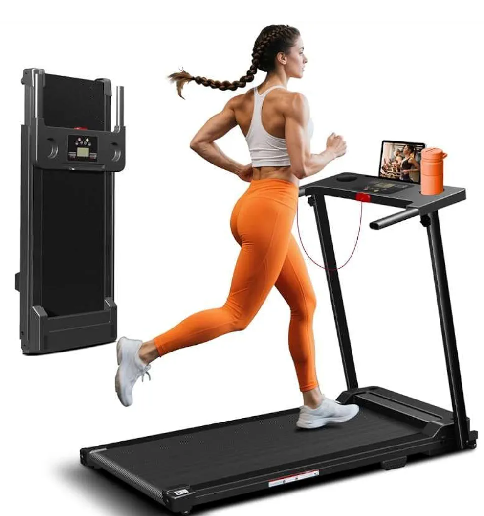 ApexNexus Treadmill with Handles, Portable Small Treadmills for Home and Office, 3.0HP Folding Walking Pad with 300 lbs Capacity, Cup Holder, LED Display and 12 Preset Programs