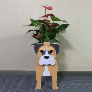 YUEQISM Boxer Decorative Dog Planter Flowerpot Plant Container Frame Lovely Office Desktop Storage for Indoor and Outdoor use（22in）