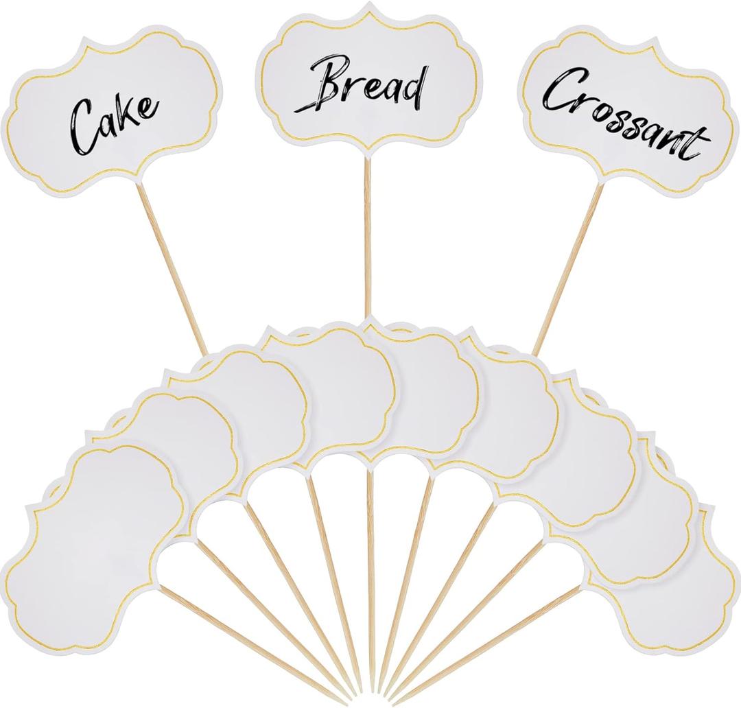 50 Pieces Cheese Markers for Charcuterie Board Buffet Labels Food Tags Blank Toothpick Flags Appetizer Signs Chalkboard Cupcake Toppers Picks for Wedding Birthday Party Decorations (White)
