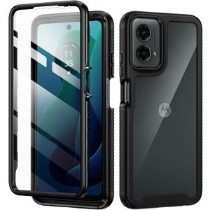 seacosmo Designed for Motorola Moto G 5G 2024 Case, with Built-in Screen Protector, Full Body Shockproof Protection Phone Cover, Black