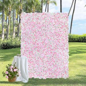 Pink Flower Wall Backdrop Decor - Floral Wall Panel 3.5ft x 4.6ft Hydrangea Artificial Flowers for Wedding Baby Bridal Shower Birthday Photoshoot Outdoors Background