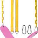 PACEARTH Swing Seat Support 660lb with 68.9 inch Anti-Rust Chains Plastic Coated 23.6 inch Tree Hanging Straps and Locking Buckles Outdoor Playground Tree Swing-Pink (Pink, 1 Pack)