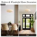Fivemengo 20in Lantern Pendant Light Bubble Saucer, White Imitation Silk