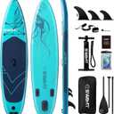 Inflatable Stand Up Paddle Board  Durable SUP for Adults & Youth,33" Wide Blow Up Paddle Board with Paddle, Pump, Backpack,Leash  All Around Stable for All Skill Levels, Carries up to 450 lbs (Jellyfish Blue)