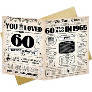 3 x Giant 60th Birthday Gift Cards for Women Man Large sixty Birthday Card Happy 60th Birthday Party Decorations Best 60 Year Old Birthday Gifts Ideas