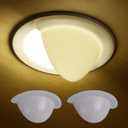 AURAELOS Recessed Light Cover, Can Light Covers 2 Pack 40% Translucent Half Shade Stick-On with Super Strong Double-Sided Tape, Anti-Yellow Cream White, Easy Install