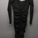 Women's Sexy Deep V Neck Off Shoulder Ruched Bodycon Long Sleeve Midi Dress Evening Party Cocktail Dress
, Size M