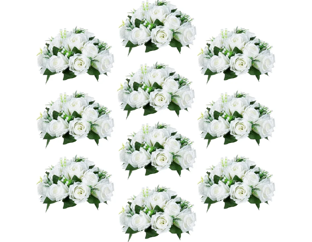 Sziqiqi Pack of 6 Fake Flower, Silk Rose Flowers, Suit for Wedding/Party Centerpiece Road Lead Flower Rack Decorations, 6 Pieces