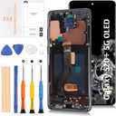 Olivechard S20+ 5G AMOLED LCD Display (Fingerprint support)+Cosmic Black Frame 6.67" Not 6.7" For Samsung Galaxy S20 Plus 4G SM-G985/S20+ 5G SM-G986 LCD Screen Replacement Touch Digitizer Assembly Kit