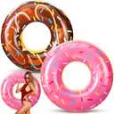 Qiyaz 1 Pack 47.24 Inches Jumbo Donut Pool Floats for Adults Lovely Donut Inflatable Tube Swim Rings Floaties for Pool, Large Donut Inflatable for Party Decorations Supplies