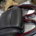 La-Z-Boy Bellamy Executive Office Chair with Memory Foam Cushions, Real Wood Arms and Swivel Base, Waterfall Seat Edge, Faux Bonded Leather, Black