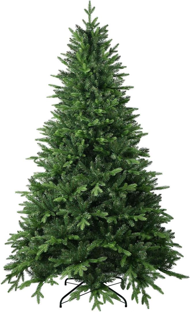 Treepool 6FT Artificial Christmas Tree with 1413 PE&PVC Mixed Branch Tips, Unlit Hinged Premium Spruce Fake Xmas Trees, Green, Foldable Base
