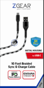 ZGEAR 10 Foot Braided Sync & Change Cable