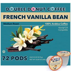 Double Donut Coffee French Vanilla Coffee Medium Roast Flavored Coffee Pods for Keurig K Cups Makers from Double Donut, 72 Count (Pack of 1) (EXP 11/24/26)