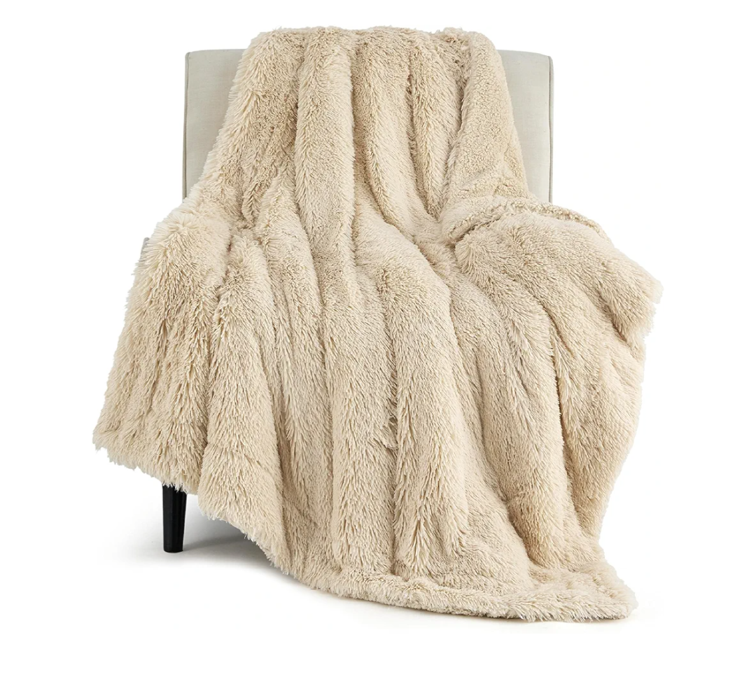 Bedsure GentleSoft Fluffy Beige Throw Blanket for Bed, Faux Fur Gifts Beige Decor Light Tan Khaki Blanket Neutral Decoration for Home, Soft Cozy Fuzzy Plush Thick Warm Sherpa Fleece Cute Stuff, 50x60