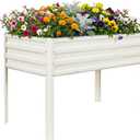 Elevated Raised Garden Bed with Legs, 48x24x32in Galvanized Planter Box Outdoor with Drainage Holes, Large Metal Raised Beds for Gardening Vegetables Herbs, Backyard, Patio, Balcony, White