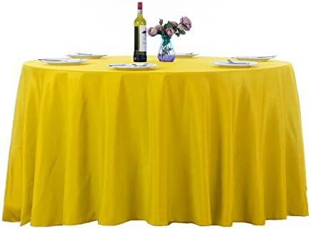 Ascoza 2pack 120 Inch Yellow Round Tablecloth in Washable Polyester Fabric for Wedding/Banquet/Restaurant/Parties…