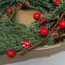 22.8 Inch Christmas Greenery Stems - Artificial Pine Branches, Faux Cedar Cypress Norfolk Pine Picks with Red Berries for Vase Xmas Decor 3 Pcs