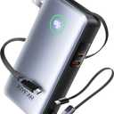 Portable Charger Power Bank - Travel Essentials Laptop Battery Pack 65W AC Plug GaN 25000mAh Built in Cable USB C Phone Fast Charging Compatible with iPhone 16 15 14 13 12 iPad MacBook Samsung