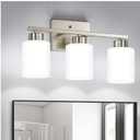 FonmYim Brushed Nickel Bathroom Light Fixtures, 3-Light Modern Vanity Light Over Mirror, Wall Sconces with Milky White Frosted Glass Shades, E26 Socket (Bulbs Not Included)