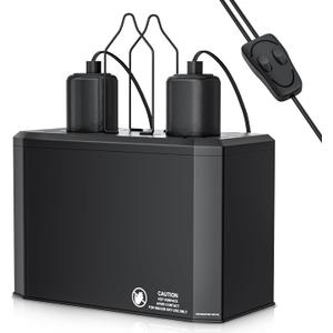 Dual Dome Reptile Lamp Fixture - for Heat Lamp & UVB Bulb (Max 100W Each) - with Reflector Design for Bearded Dragons, Turtles, Snakes & Lizards - 8.1 Inches