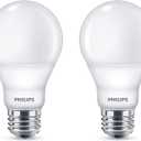 Philips LED 4 Pack A19 Soft White Dimmable Warm Glow LED, 2200-2700 Kelvin, 800 Lumen, 8.8W=60W, E27 Base