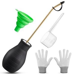14OZ Diatomaceous Earth Powder Duster, Bulb Sprayer Insect Duster, Garden Powder Applicator Dispenser with Long Metal Tube for Home Organic Gardening Agricultural Supply