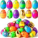 JOYIN 36 Pcs 3.15" Colorful Printed Eggs Include 8 Golden, Plastic Fillable Empty Eggs for Easter Hunt, Basket Stuffer Filler, Classroom Prize, Party Favors